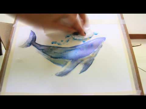 Easy Simple whale Painting for Beginners - สอนวาดภาพปลาวาฬแบบง่าย
