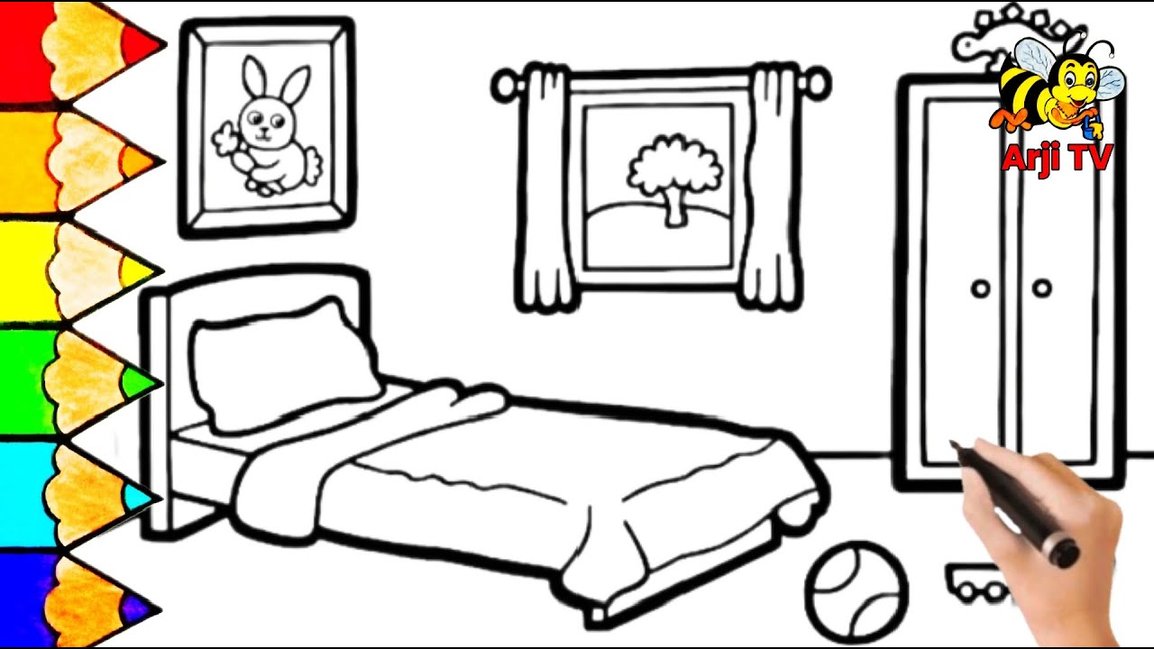 HOW TO DRAW CUTE AND EASY CHILDREN'S BEDROOMS STEP BY STEP | EASY ...