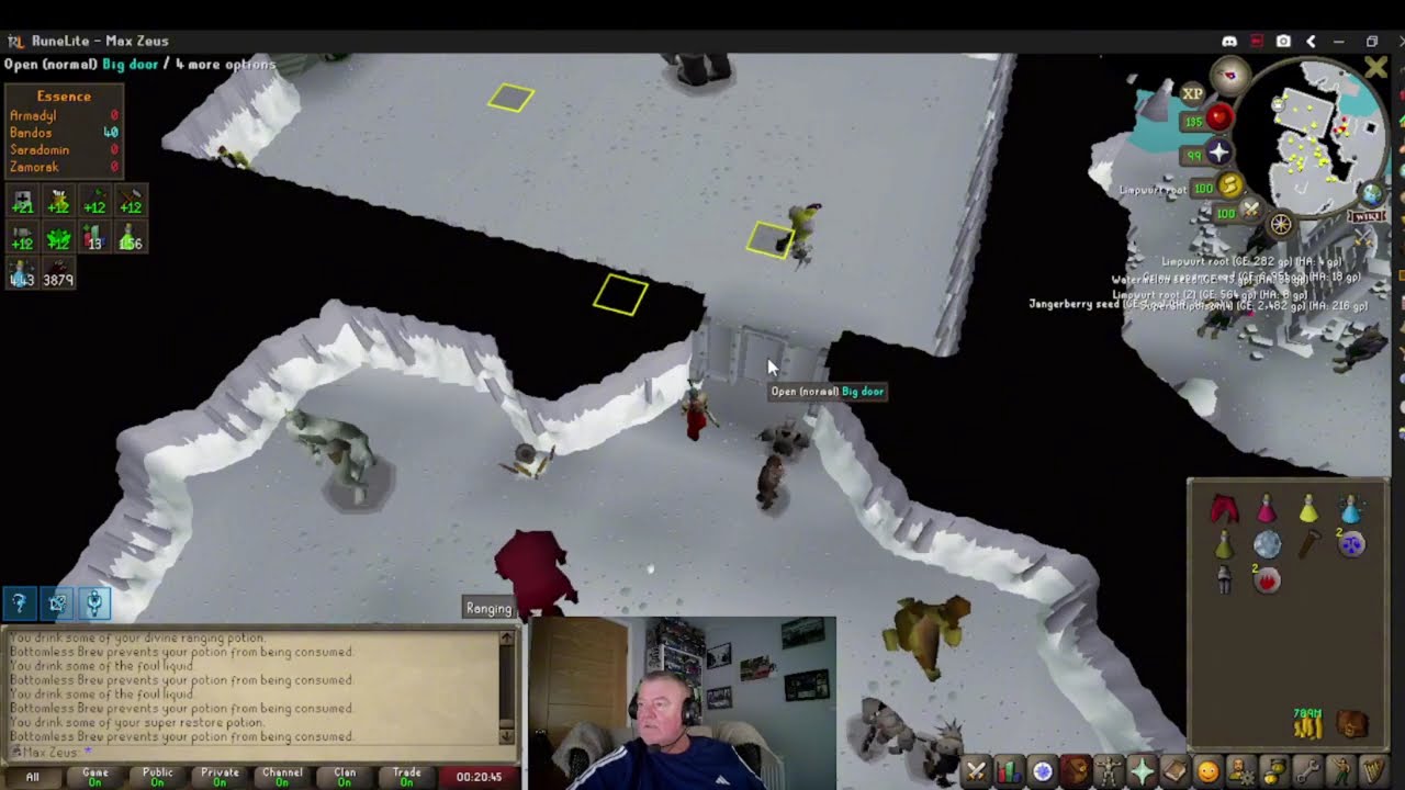 OSRS Grid Master Chilling, Chatting and Grinding out Bandos boss gear while listening to 80s music.