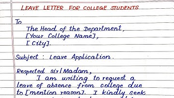 Leave letter || Leave letter writing for college students in English || Leave application