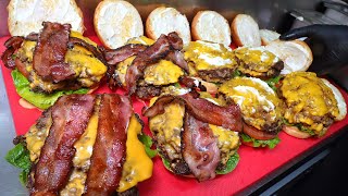 American style smashed burger! Homemade bacon cheese burger / Korean Street Food