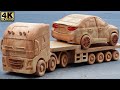 Wood Carving - How to Sculpture RC Truck Car Transport From Wood ( Satisfying Videos ) | Wood World