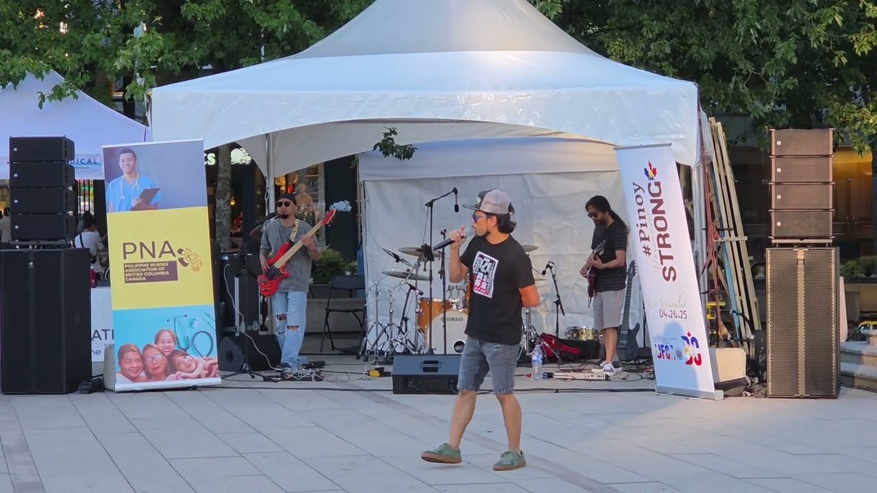 Live sound set-up in Downtown Vancouver | RCF HDL-6A | RCF SUB-9006 subwoofer | Sennheiser EW-D