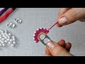 It&#39;s so Beautiful. Hand Embroidery Flower design idea. Super Hand Embroidery Hair pin design trick