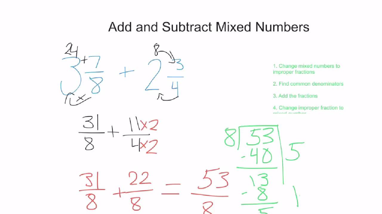 Add and Subtract Mixed Numbers - YouTube