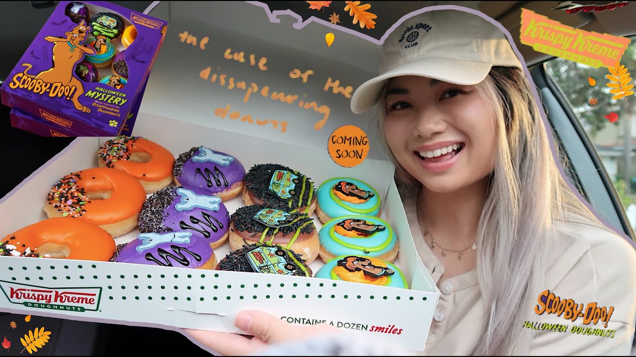trying krispy kreme's new limited edition scooby doo donuts !!! 🍩 | christine