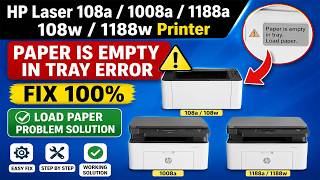 HP Laser 108, 1008, 1188 Printer Error: Paper is Empty in Tray – Load Paper Problem Solved