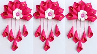DIY SIMPLE HOME DECOR WALL DECORATION HANGING FLOWER PAPER CRAFT IDEAS - PAPER CRAFT