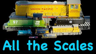 Comparing Model Train Scales: T, Z, N, TT, HO, S, O, G Scales