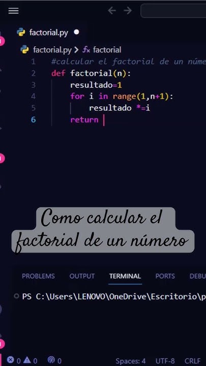 Como calcular el factorial de un número en python #dev #pythontutorial ...