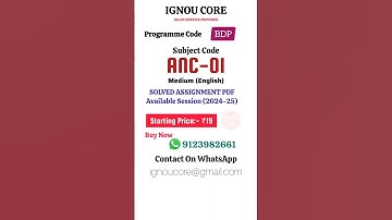 ANC 01 Solved Assignment PDF 2024-25 in English, BDP program ANC-01 Solvedassignments