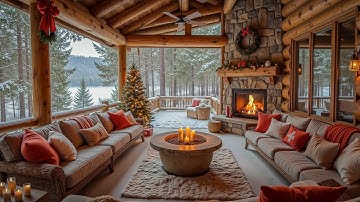 Tranquil Winter Porch in a Snowy Ambience ☃ Jazz Instrumental Music Background for Relaxation
