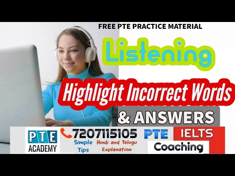 Pte Listening Highlight Incorrect Words 2022 Video PTE Academy