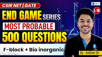 Most Probable Questions for CSIR NET F - Block + Bio Inorganic | CSIR NET Chemical Science Questions