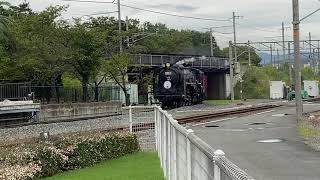 京都　新幹線とSL走行シーン