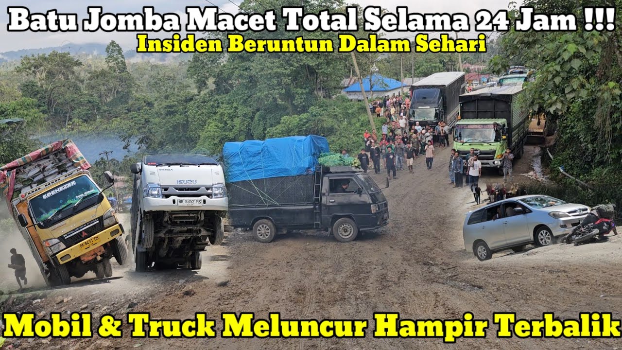 Полная пробка за 24 часа || Легковые и грузовые автомобили скользят почти вверх тормашками на Джомбе