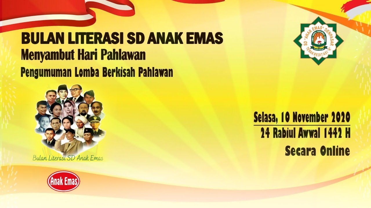 Pengumuman Lomba Berkisah Pahlawan dalam Rangka Bulan Literasi SD Anak Emas TP 20/21