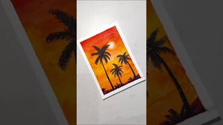 Mini nature painting / Sunset watercolor painting #painting #art #shorts #youtube #sunset #trending