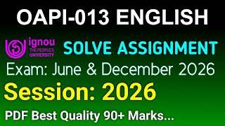 OAPI 13 Solved Assignment 2026-27 English, OAPI 13 Solved Assignment 2026, OAPI-013 Assignment