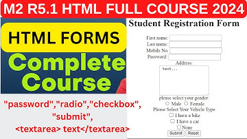 O Level Web Designing (M2-R5) | Html Form Radio Button,Checkbox,Password controls with Examples