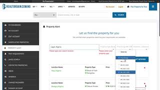 Dashboard Property Alert Page