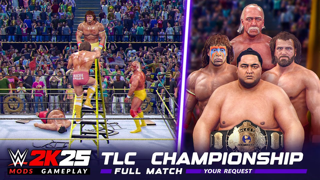 CLASSIC TLC MAYHEM! 🤯 Hogan vs Savage vs Warrior vs Yokozuna - 4-Way WWE Title Match [WWE 2K25]
