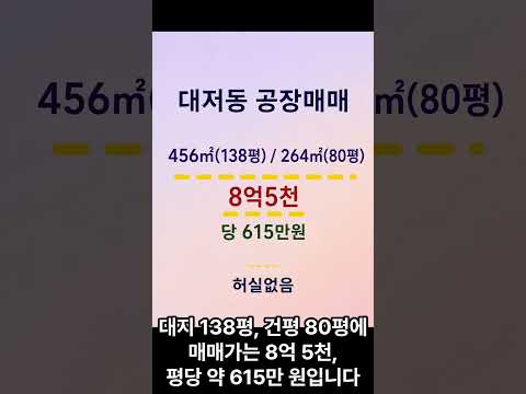 [부산 대저1동 신축 공장 매매] 호이스트 5톤 / 전기 40kw / 민원 없음 / 허실 없음
