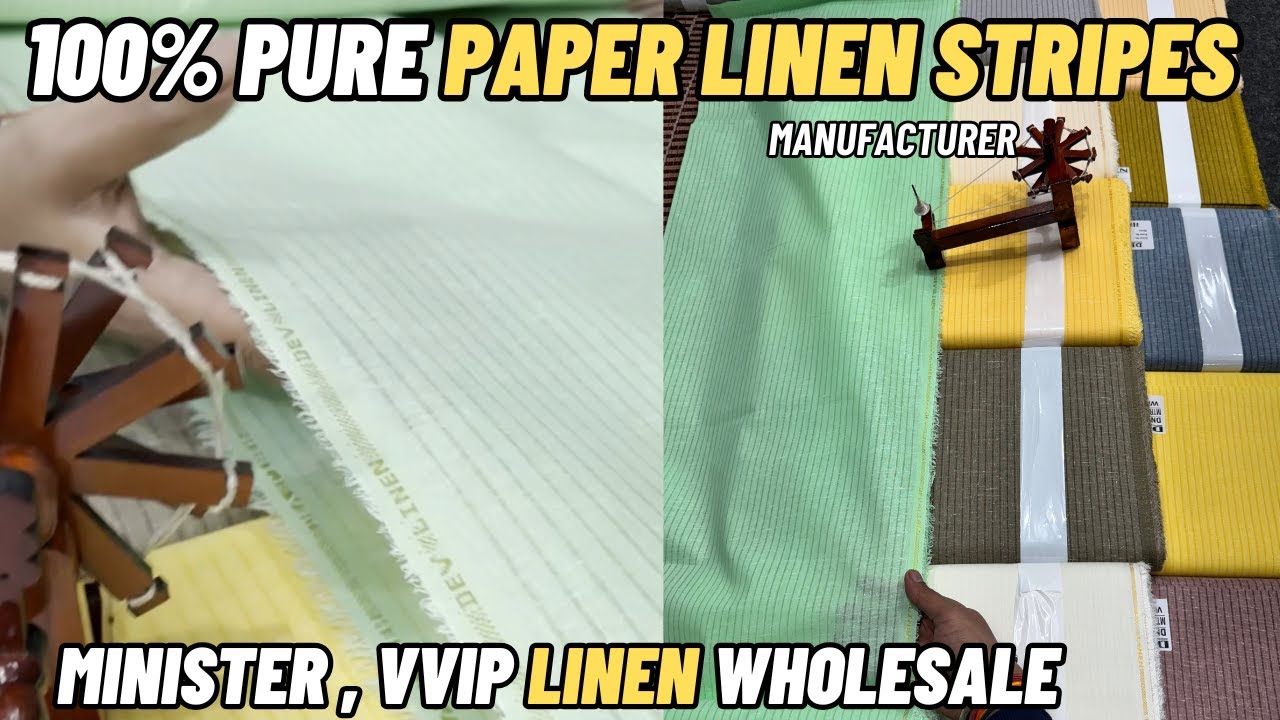 Best 3 PAPER linen Stripes fabric wholesale| Paper Cotton Shirt khadi wholesale in india| SM Rastogi