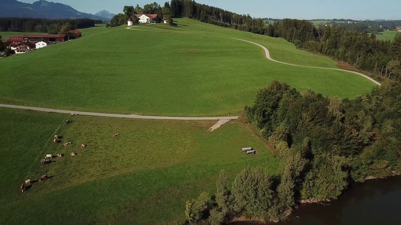 Copterflug über den Schwaltenweiher bei Seeg Ost Allgäu