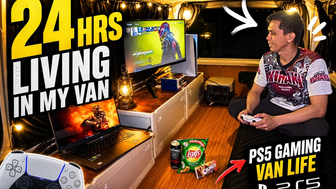 24 Hours Living in My Van | PS5 Gaming Setup on Wheels!