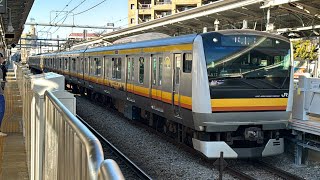 【試運転では珍しい4000番台での列番】E233系8000番台N18編成　川崎統括センターTASC確認試運転西国立駅入線から警笛を2発鳴らして発車