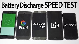 Google Pixel vs iPhone 7 vs Galaxy S7 Edge vs OnePlus 3 - Battery Drain Speed Test!