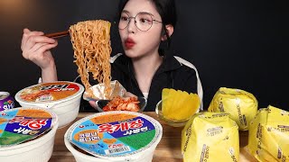 SUB)꼬들꼬들 육개장 컵라면에 밥버거 먹방!🍜 학창시절 추억 돋는 날,,🌟  Bap Burgers with Cup Ramyeon Mukbang ASMR