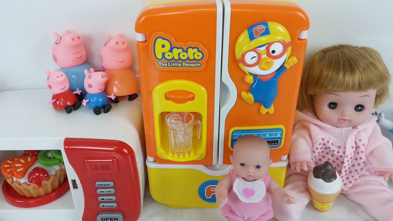 Baby Doll Kitchen Toy Refrigerator Microwave Oven boneka 