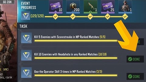 Call Of Duty Mobile Kill 10 Enemies with Headshots in any Ranked Matches Task Complete