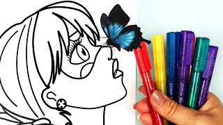 HOW CAN I COLOR MIRACULOUS (LADYBUG) & BUTTERFLY | GLITTER MARKERS