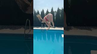 Splits Toe Touching Jump Dive Into Swimming Pool