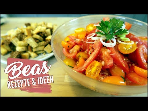 Video: Tomatensalat Mit Pfirsichen Und Croutons Zubereiten