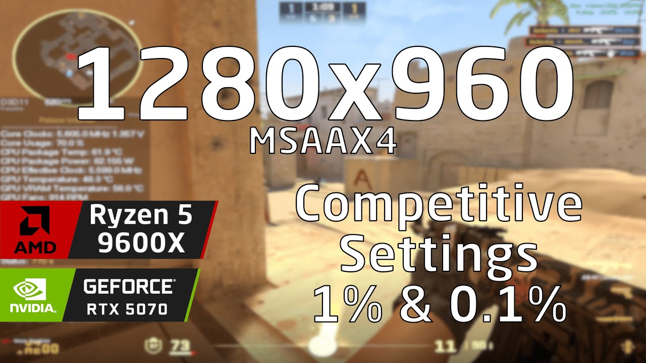 Ryzen 5 9600X & RTX 5070 OC | CS2 Mirage Valve Competitive | Lowest settings | 1280x960