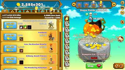 HOW TO GET ALOT OF MONEY AND GEMS IN CLICKER HERO!