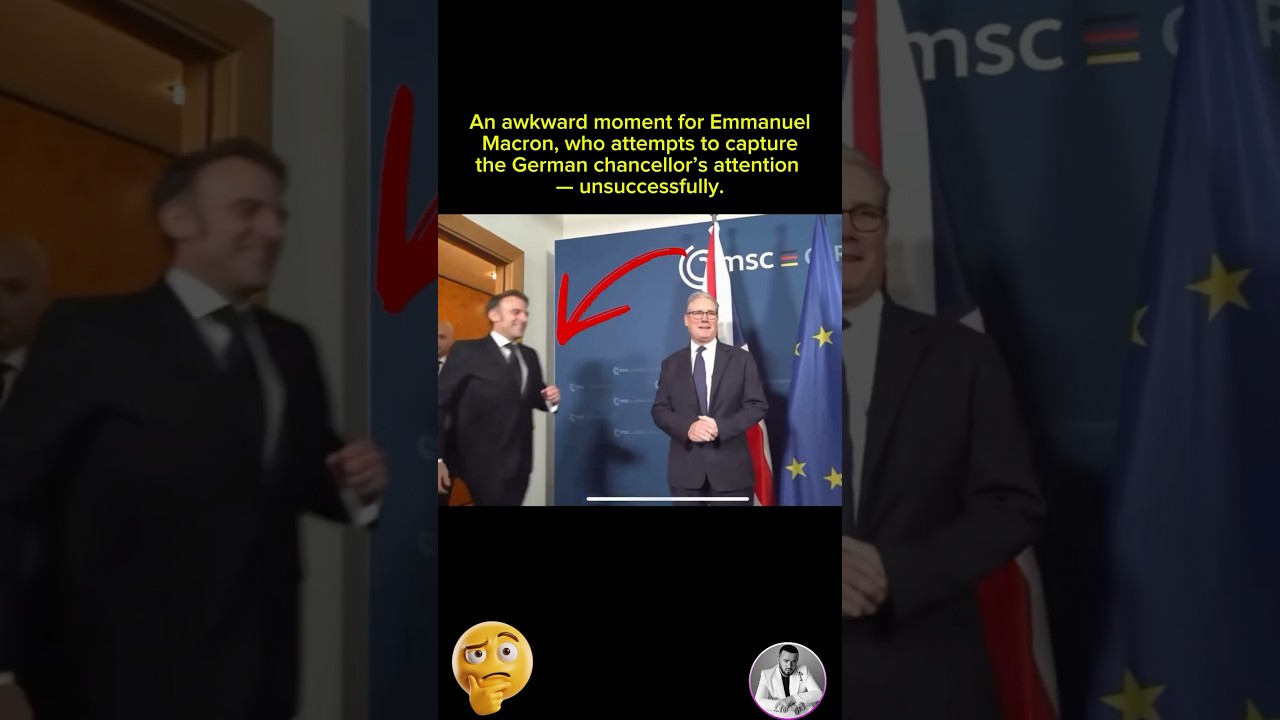 Macron faces an awkward moment trying to get the German chancellor’s attention 🤔🤣