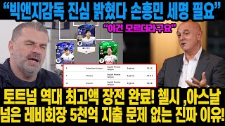 “빅앤지감독 진심 밝혔다 손흥민 세명 필요” 토트넘 역대 최고액 장전 완료! 첼시 ,아스날 넘은 레비회장 5천억 지출 문제 없는 진짜 이유!