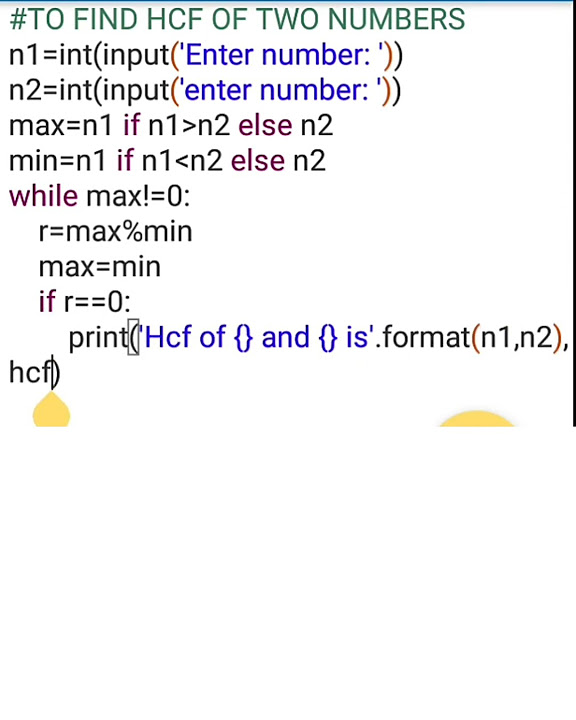 To find hcf of two numbers ||Python || Basics - YouTube