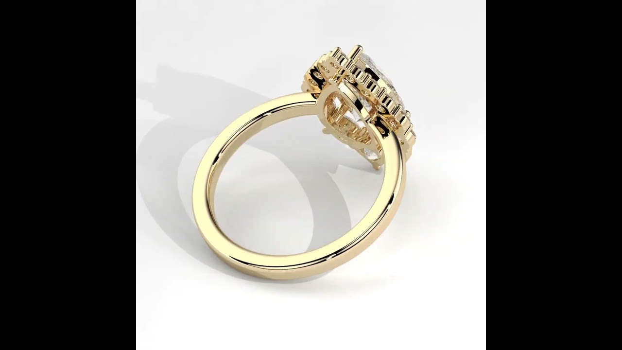 Classic Pear Cut Halo Diamond Wedding Ring