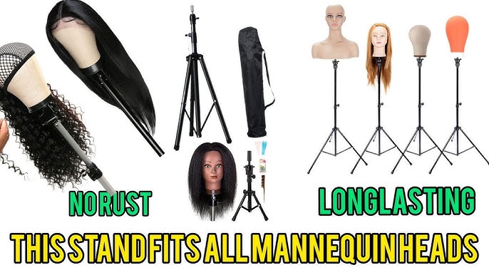 ISHOT Wig Head 23Inch,Mannequin Head With Stand,Canvas Wig Head For  Wigs,Wig Making Styling Display With Table Clamp Set