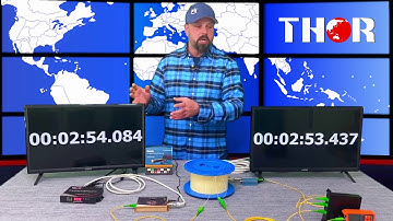 HDMI Modulator and RF over fiber latency demonstration Thor Petit connected to Fiber optic TX and RX