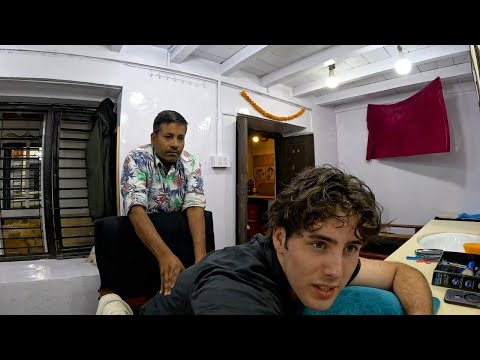 Nepali barber uses