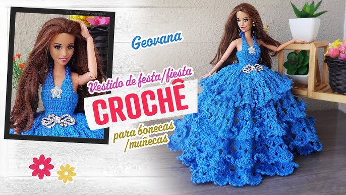 Vestido de Festa ou Noiva em crochê para bonecas  Vestido de Boneca em  Crochê - com Raquel Gaúcha Os materiais usados você encontra aqui:   O modelo de festa também fica