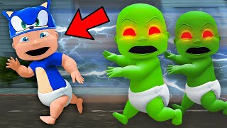 Baby SONIC vs ZOMBIE APOCALYPSE!!