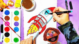 How To Draw 3D Cartoon Rocket Drawing? Rocket Drawing And Pdf Coloring Pages